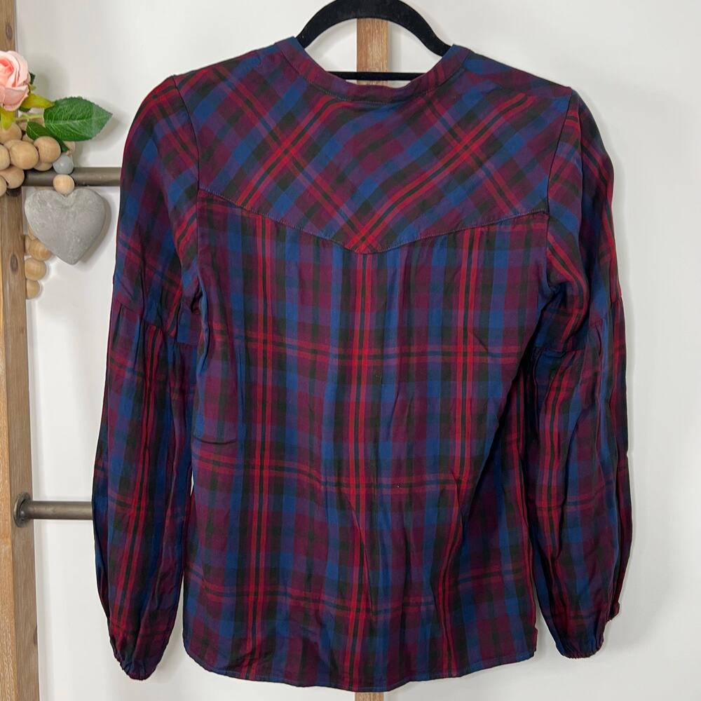 Cabi Style 4070 Long‎ Sleeve Purple Blue Button Up Blouse Size X Small - Picture 5 of 7